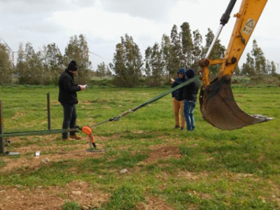 Sardinia, Italy: ramming pole test for solar plant